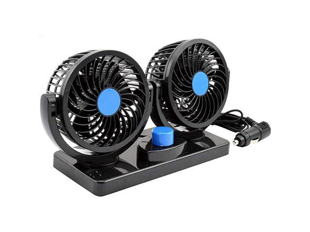 360 Degree Rotatable Car Fan 12V DC Electric 2 Speed Dual Head Fans Quiet Strong Dashboard Cooling Air Circulator Fan for Sedan SUV RV Boat Auto