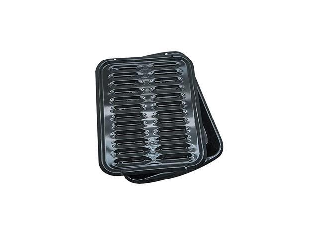 Broiler Pans for Ovens - BP102X 2 Pc Black Porcelain Coated Steel Oven Broiler Pan with Rack 16 x 125 x 16 Inches (Black)
