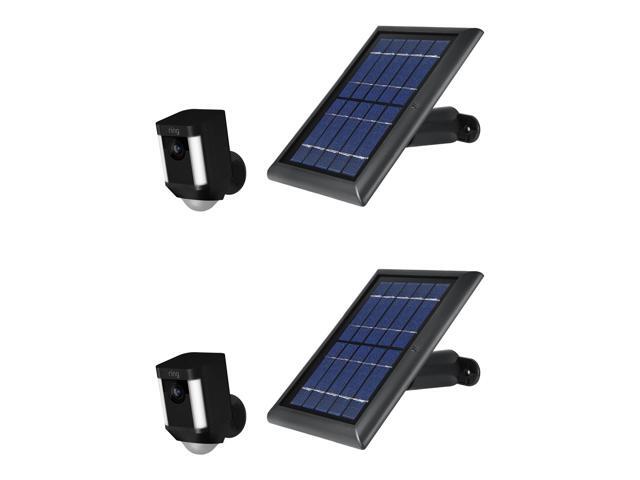 Ring Spotlight Cam Battery with Solar Panel Bundle (Black 2 Pack)