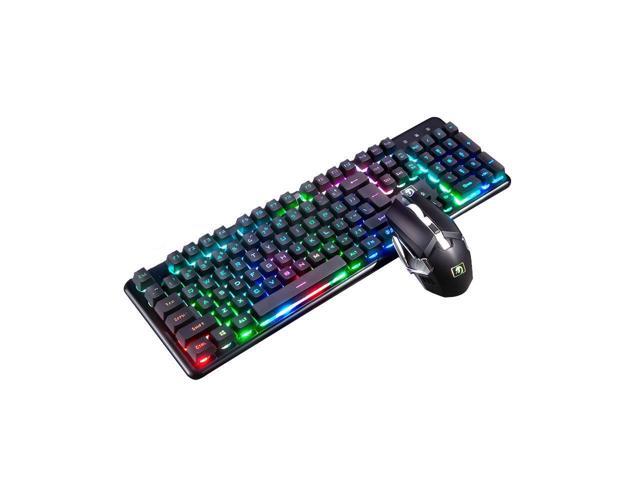 Wireless Gaming Keyboard Mouse Combo Rechargable Backlit Mechanical Feel Waterproof Keyboard With 2400DPI Gaming Mouse for Laptop PC Gamer