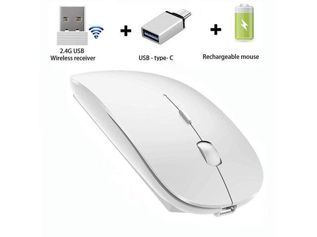 Slim Rechargeable Wireless Mouse Wireless Mouse for Laptop Computer Mac Desktop Notebook PC24G Wireless Mouse White
