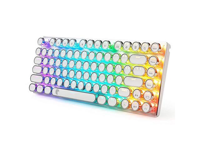 60 Retro Steampunk Mechanical Gaming Keyboard Luxury Vintage USB Keyboard with Compact 81 Keys RGB BacklitBrown Switch Black