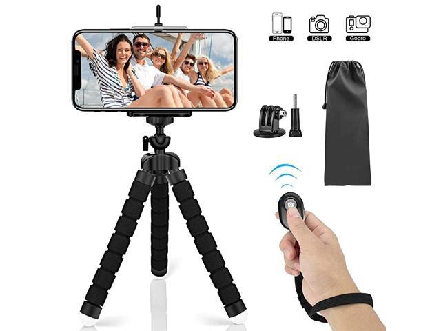 Mini Phone Tripod Phone Camera Tripod Mount with Bluetooth Control and Universal Clip 360° Rotating Flexible Tripod Stand Holder for Smartphone