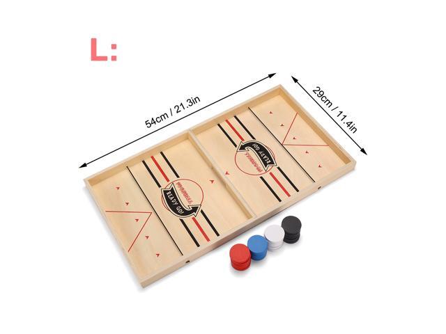 Wooden Chess Bouncing Hockey Puzzle Two-Player Parent-kid Interactive Board Game Set Educational Toy for Leisure Picnic Family Activity-L