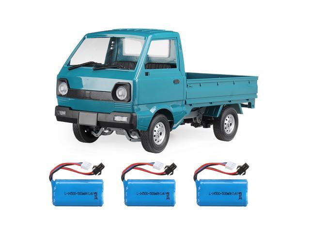 WPL D12 1/10 24G 2WD Military Truck Crawler Off Road RC Car Vehicle Models Toy Several Battery Lake Blue-Three Batteries