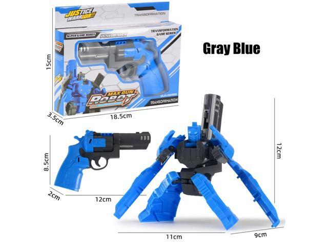 Children's Deformation Pistol Robot Toy Puzzle DIY Assembly Toy Christmas Gift-Gray blue