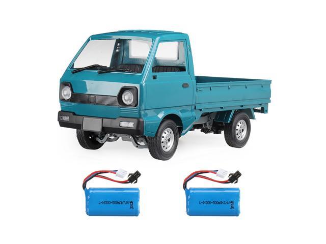 WPL D12 1/10 24G 2WD Military Truck Crawler Off Road RC Car Vehicle Models Toy Several Battery Lake Blue-Two Batteries