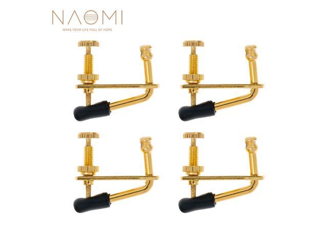 NAOMI 4 pcs Golden Violin Fine Tuners String Adjusters 3/4 4/4 Violin Alloy Tuners Spinner Fiddler Strings Adjuster With Cushion
