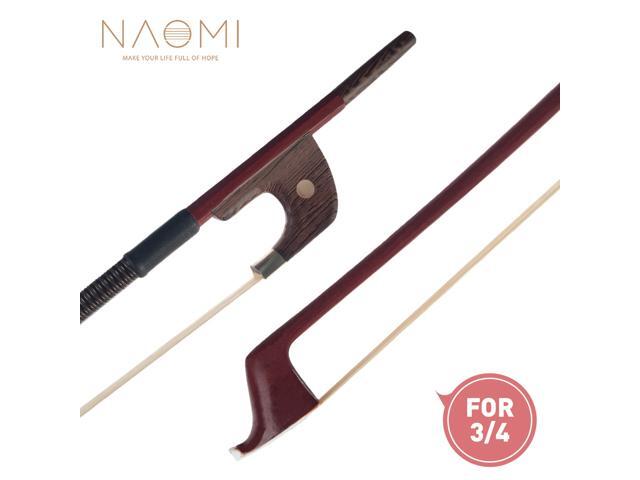 NAOMI German Style 3/4 Double Bass Brazilwood Bow White Horsehair Bow Student Bow Beginner Use