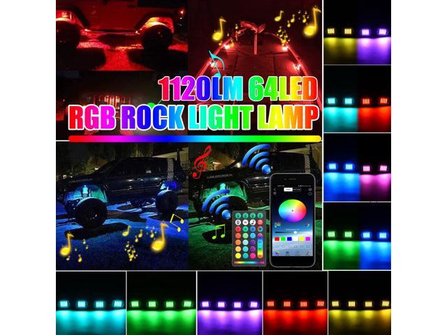 4Pcs RGB LED Lights Kit Underbody Neon Light Pods bluetooth App Control