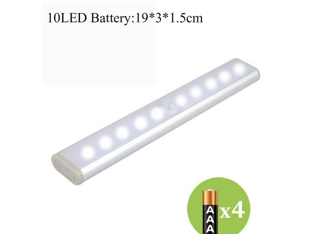 Wireless LED Cabinet Night Light Motion Sensor Light Closet Night Lamp for Kitchen Bedroom Staircase Lighting-White Light/10LED Battery
