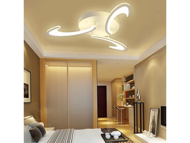 3 Heads Modern LED Acrylic Ceiling Lamp Pendant Light Chandeliers Bedroom+Remote Control-Warm White