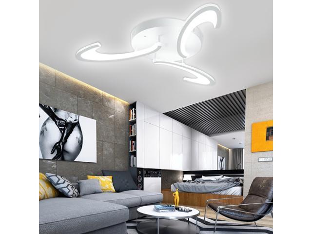 3 Heads Modern LED Acrylic Ceiling Lamp Pendant Light Chandeliers Bedroom+Remote Control-White Light