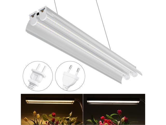 96LED Plant Grow Light Full Spectrum Dual Tube Hanging Lamp Greenhouse Vegetable-EU Plug/Natural White