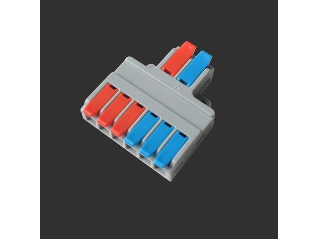 LT-626/LT-626T Wire Connector 2 In 6 Out 05-6mm² Wire Splitter Terminal Block Compact Wiring Cable Connector Push-in Conductor-Gray