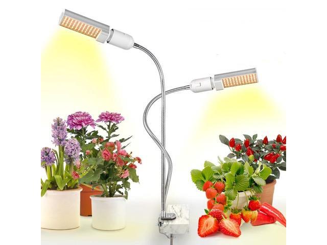 RELASSY LED Grow Lights Plant Light Full Spectrum Yellow Light LED Growth and Flowering Double Head Gooseneck Hose Double Head Stainless Steel-US Plug