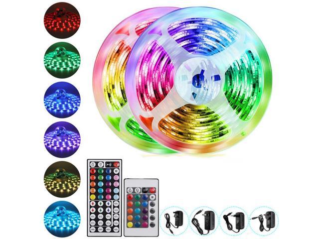 15M 5050 LED Strip Light RGB SMD Tape Ribbon Lamp Stripe Full Kit Non-waterproof 24/44 Keys Remote Controller-US Plug/44keys