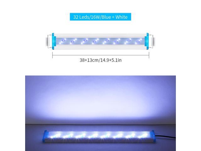 Super Slim LED Aquarium Lighting Aquatic Plant Light 18-58CM Extensible Waterproof Clip on Lamp For Fish Tank 90-260V Blue+White Light-38cm