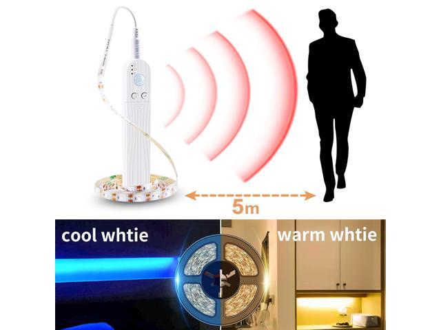 LED Motion Sensor Cabinet Light Strip Switch Night Light DIY Closet Kitchen PIR Wardrobe Lamp Wireless Lights LED Bedroom Light-2M/White Light