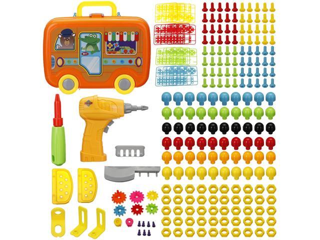 Simulation Montessori DIY Electric Drill Screw Building Blocks Assembly Puzzle Early Educational Toy for Kids Gift