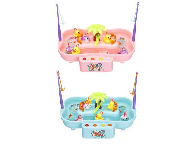 Electric Water Cycle Fishing Platform Game Interactive Educational Toy with Sound Lighting Effect for Kids Gift- Pink