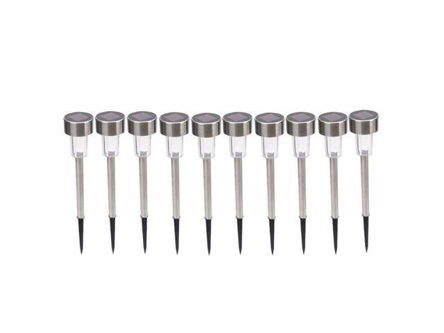 10PCS LED Solar Light Stainless Steel Lawn Lamp Garden Waterproof Decor Light