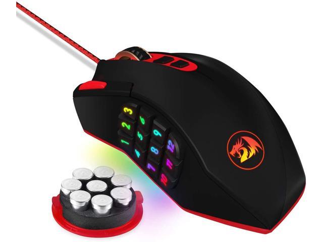 Redragon M901 Wired Gaming Mouse MMO RGB LED Backlit Mice 12400 DPI Perdition with 18 Programmable Buttons Weight Tuning for Windows PC Gaming (Black)
