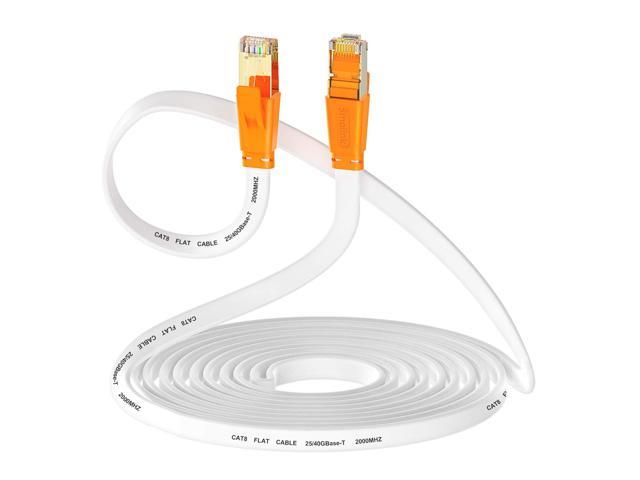 Cat 6 Ethernet Cable 100 ft White Long Internet Network Cable High Speed  Flat LAN Cable RJ45 Cord for Gaming Switch Modem Router Coupler 
