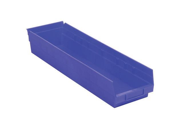 Plastic Shelf Bin Nestable 6-5/8'W x 23-5/8' D x 4'H Blue Lot of 6