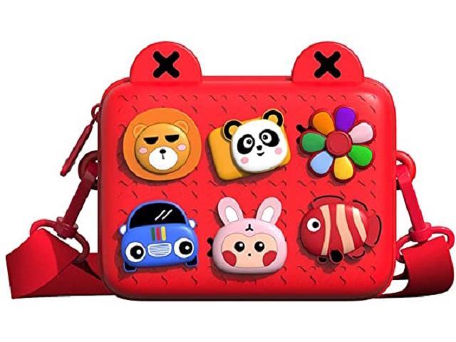 Kids Crossbody Bag Girls Camera Purse DIY Cartoon Animal Buckles Shoulder Bag EVA Casual Toddler Purse