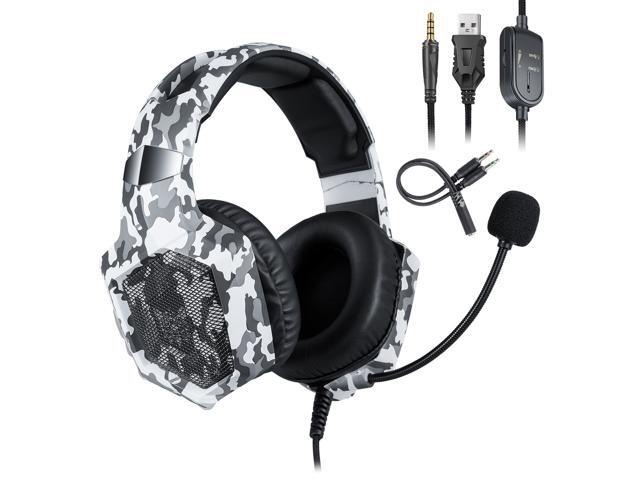 Gaming Headset for PS4 Xbox One PC Headset w/Surround Sound Noise Canceling Over Ear Headphones with Mic & LED Light Compatible with PS5 PS4