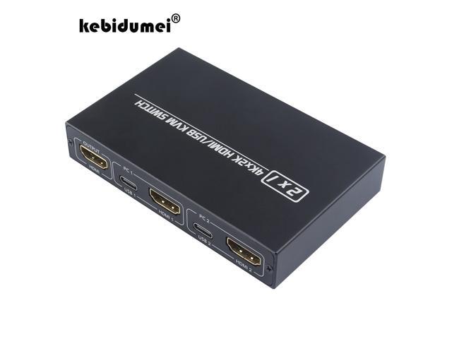 kebidumei USB 4K HDMI KVM 2x1 Switch Box Video Display For 2 PC Sharing Keyboard Mouse Printer Plug And Play USB Switch Splitter