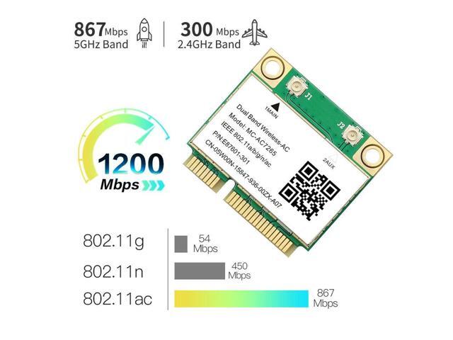 1200Mbps Wireless Mini PCI-E 7265AC WiFi Network Card 80211ac BT42 PC Adapter