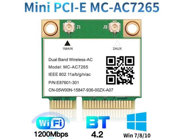 1200Mbps Wireless MC-AC7265 Half Mini PCI-E Wifi Card Bluetooth 42 80211ac Dual Band 24G 5Ghz Adapter For Laptop Than 7260HMW