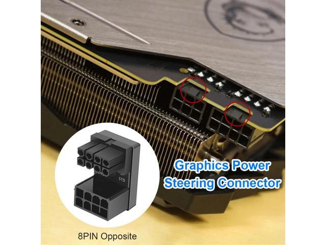 VGA PSU Adapter Elbow Head GPU Power Steering Connector PCI-E 6Pin 8Pin 180 Degree Rotating for Desktop Graphics Video Card GPU
