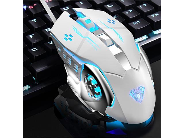 AULA S20 USB Wired Gaming Mouse Programmable 2400DPI Optical Ergonomic Mouse with 4-color Breathing Light for PC Laptop Black