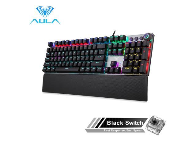 AULA F2088 Mechanical Gaming Keyboard Detachable Wrist Rest Multimedia Knob 104