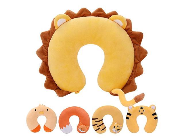 Travel Pillow for Kids Toddlers Soft Neck Head Chin Support Pillow Cute Animal in Any Sitting Position for Airplane Car Train Machine Washable