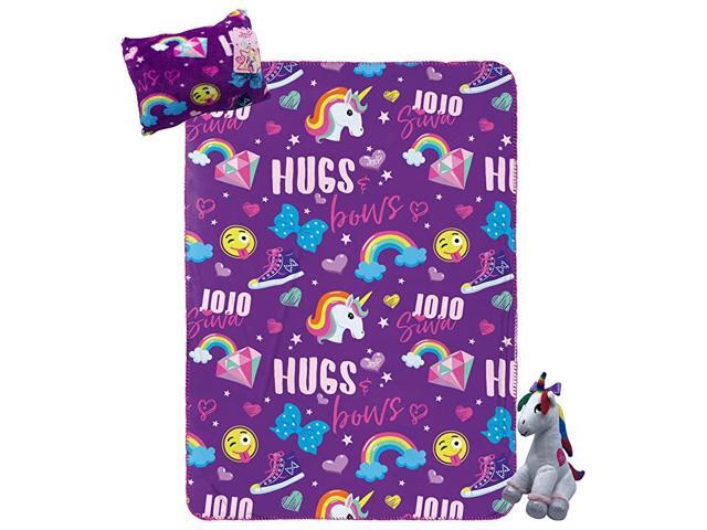 Nickelodeon JoJo Siwa Travel Set 3 Piece Kids Travel Set Includes Blanket Pillow Plush Featuring Unicorn Offical Nickelodeon Product