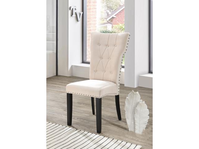 La Costa Velvet Dining Chairs Set of 2 Elegant Tufted Button Dining Chair Upholstered Velvet Armless Chair with Nail head Trim