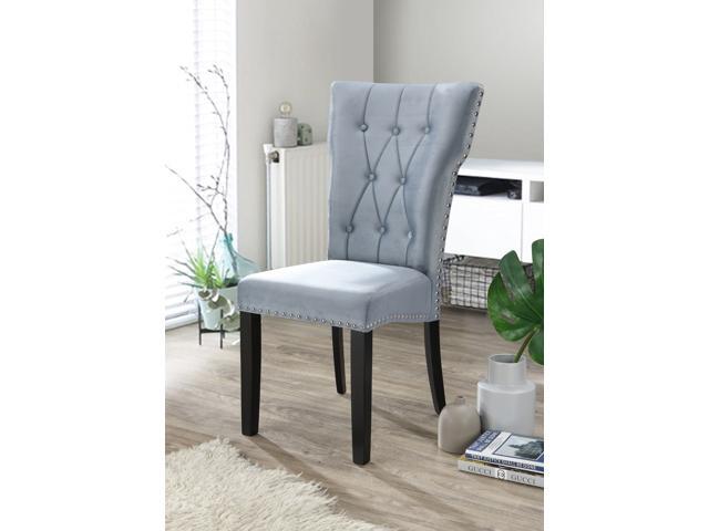 La Costa Velvet Dining Chairs Set of 2 Elegant Tufted Button Dining Chair Upholstered Velvet Armless Chair with Nail head Trim