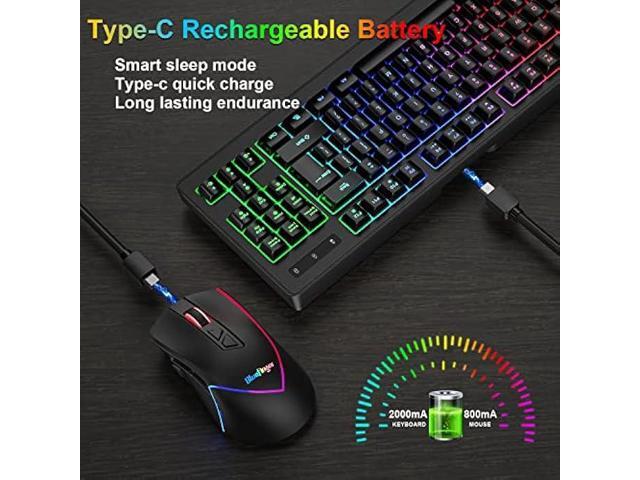 Wireless Gaming Keyboard And Mouse Combo BlueFinger Backlit Gaming