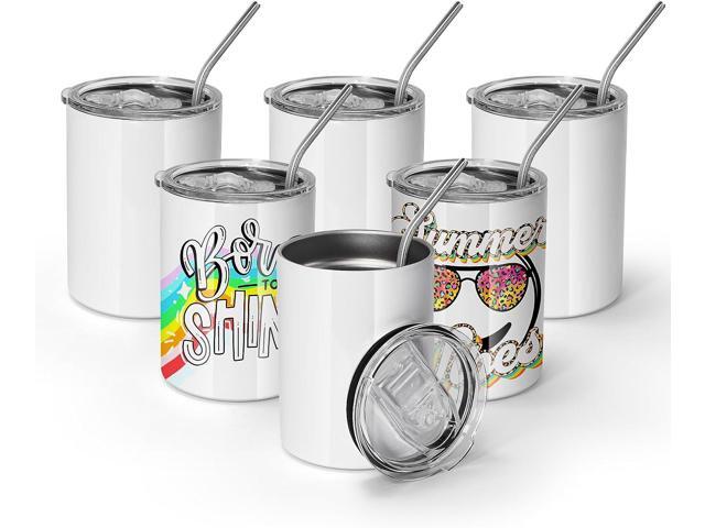 NeweggBusiness - AGH 10 oz White Sublimation Tumblers Blanks, 6 Pack  Straight Stainless Steel Tumbler with Splash-proof Slide Lid and Metal  Straw, Straw Brush, Double Wall Vacuum Cups Wine Bulk