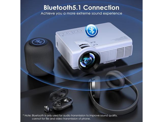 5G WiFi Bluetooth Projector, Native 1080P YOWHICK DP01 Mini Video Projector  with 200'' Screen White