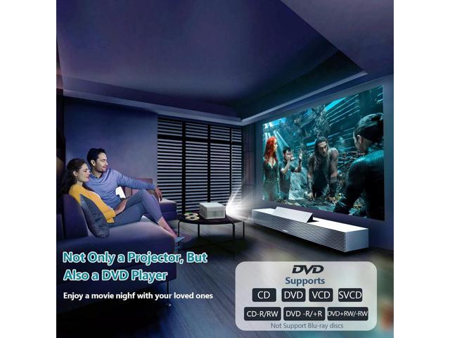 NeweggBusiness - PANSEBA 5G WiFi Bluetooth Projector Built in DVD