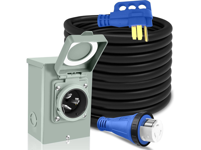 thumbnail image 2 of VEVOR 50 Amp Generator Cord 25FT + Power Inlet Box Combo Kit – NEMA 14-50P/14-50R 2 of 6