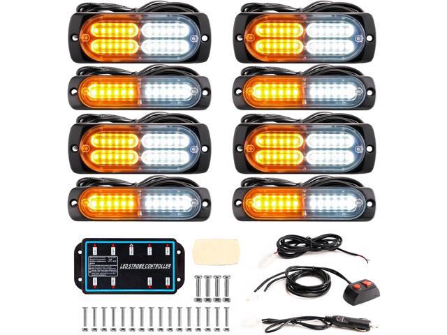 Amber & White LED Strobe Light Bars With Switch, Waterproof 8-In-1 LED - Foto 2
