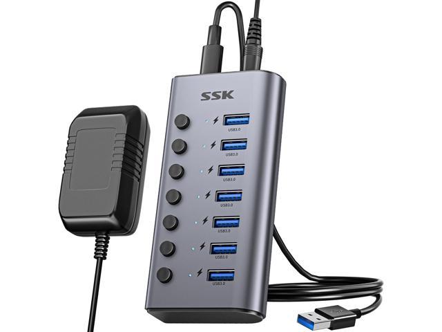 NeweggBusiness - SSK 7-Port Powered USB 3.0 Hub, Aluminum USB 