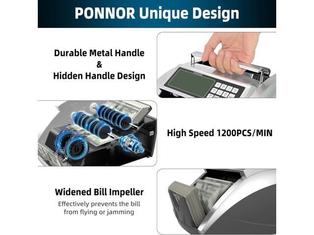 Money Counter Machine PONNOR With Value Count, Dollar, Euro With UV/MG