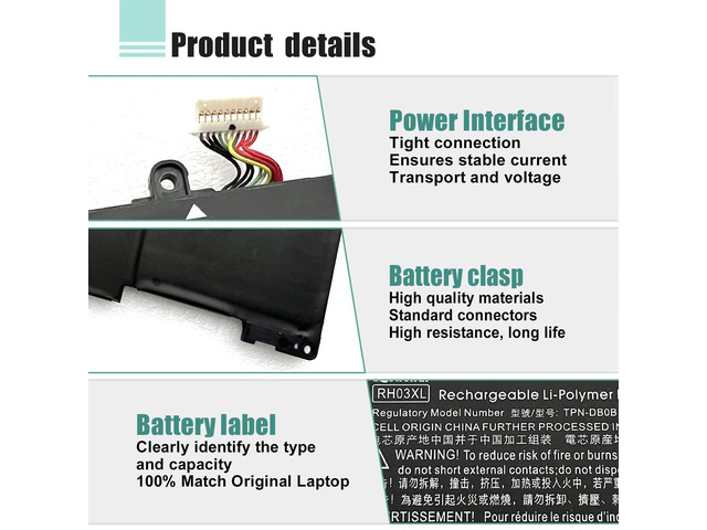 Batteria RH03XL 11.4V 45Wh Per HP ProBook 430/440/450/455 G8 E 630/640/650 G8 – Sostitutiva Con Meno Di 5 Cicli, Compatibile M02027-005 - 5